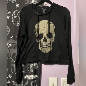 Hot Topic Gold Skull Cropped Hoodie